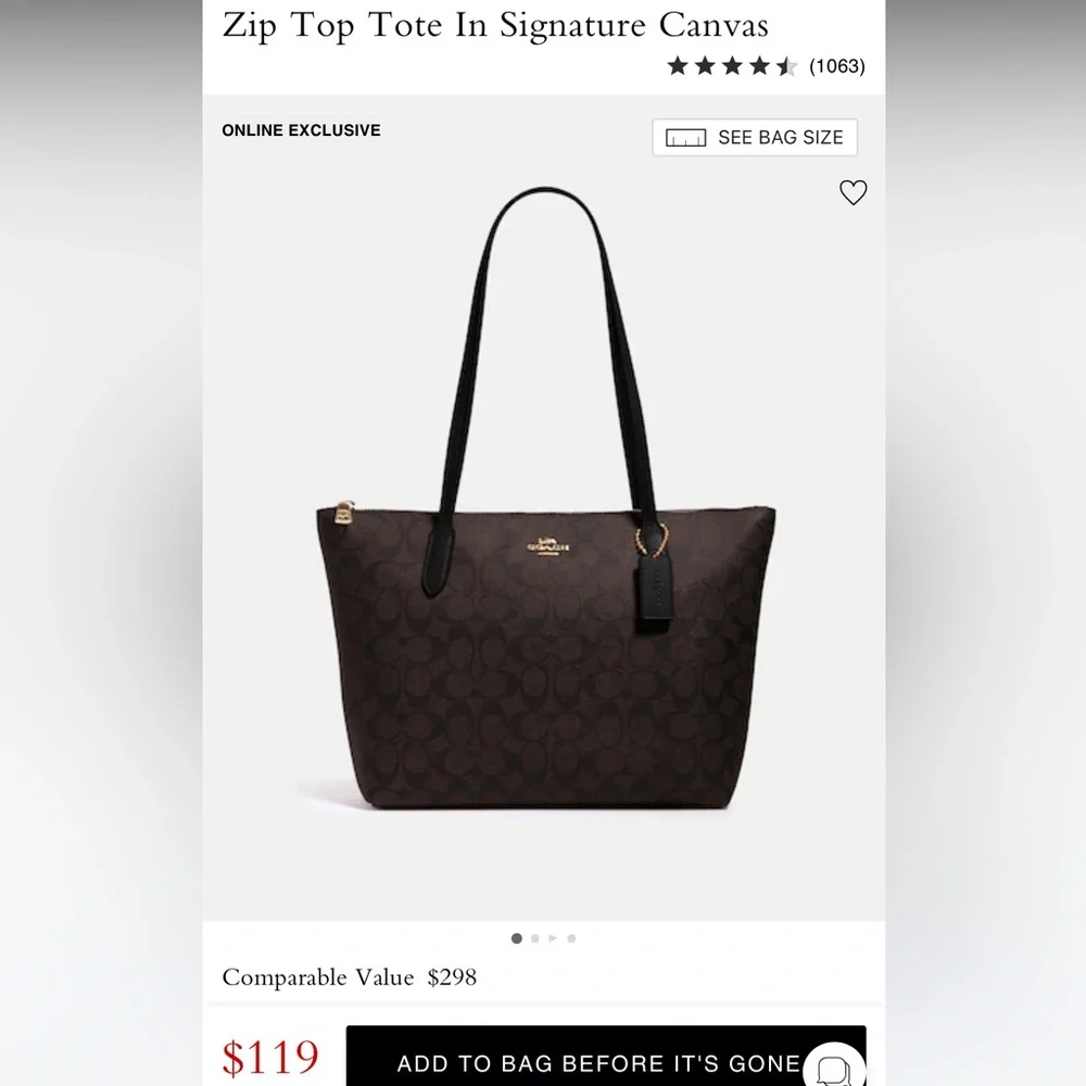 Coach | Bags | Coach Zip Top Tote In Signature Coated Canvas